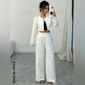 SHEIN Tweed Pants Suit Set
